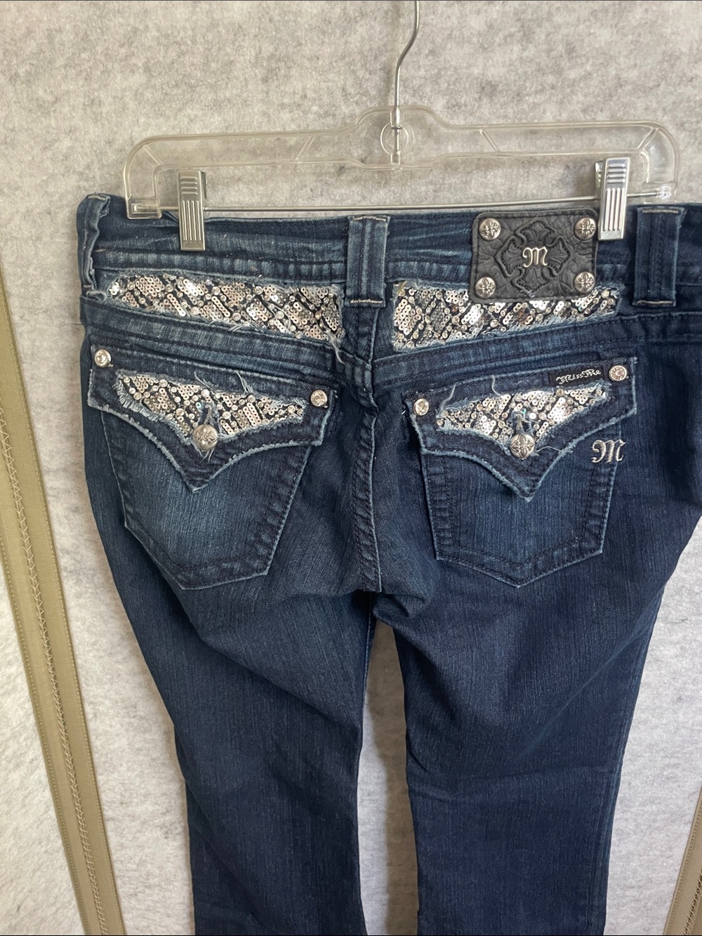 Miss Me Dark Blue Bootcut Jeans with Faded Detail - Picture 3 of 4